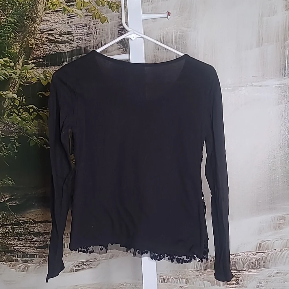 Justice Girls 12 Black Sequin Long Sleeve Dressy Top